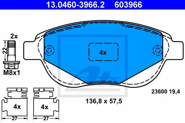 ATE 13.0460-3966.2 BRAKE PADS