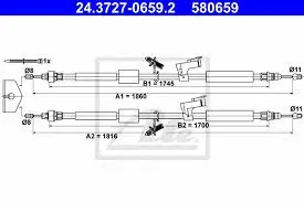 ATE 24372706592 HAND BRAKE CABLE