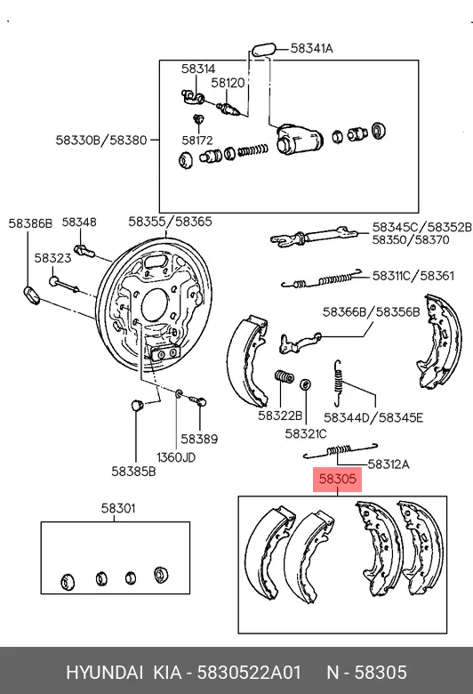 HYUNDAI 58305-22A01 BRAKE SHOE