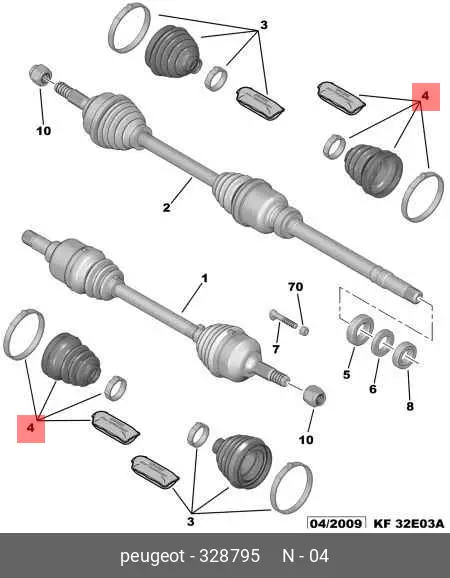 PEUGEOT 3287.95 DRIVE SHAFT BOOT
