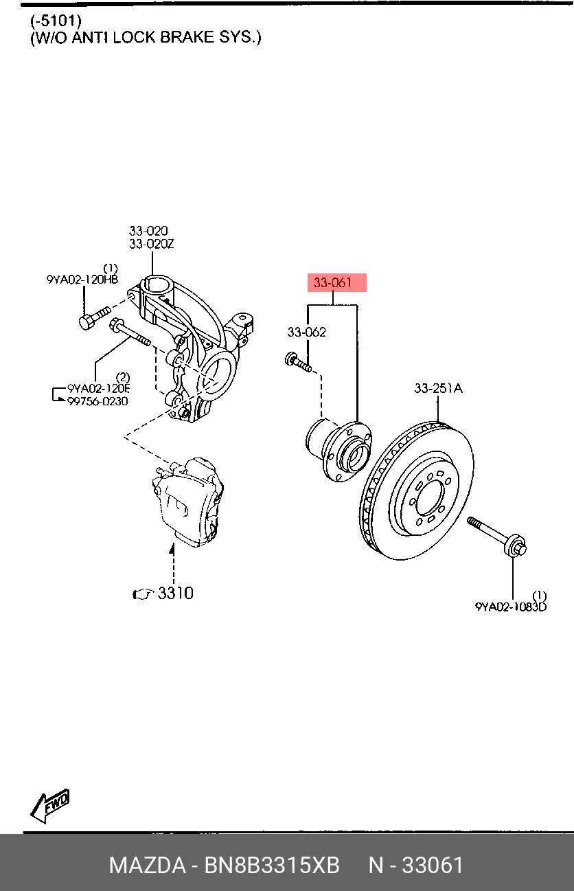 MAZDA BN8B-33-15XB WHEEL HUB