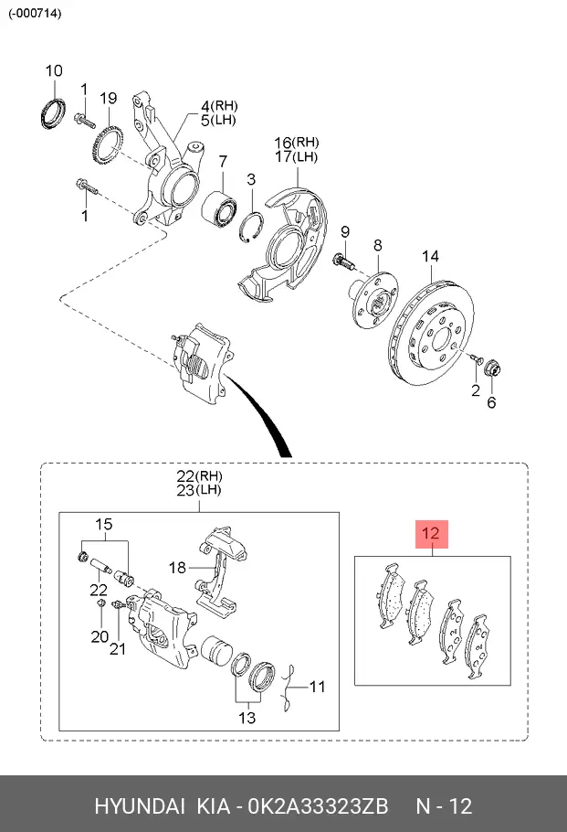 KIA 0K2A3-33-23ZB BRAKE PADS