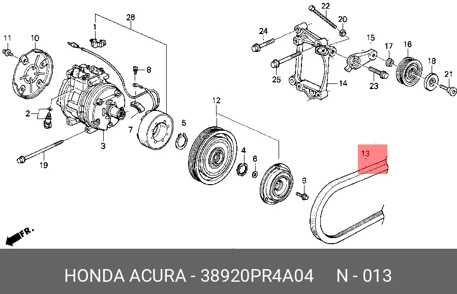HONDA 38920PR4A04 MULTIRIB BELT