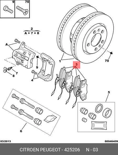 PEUGEOT 425206 BRAKE PADS