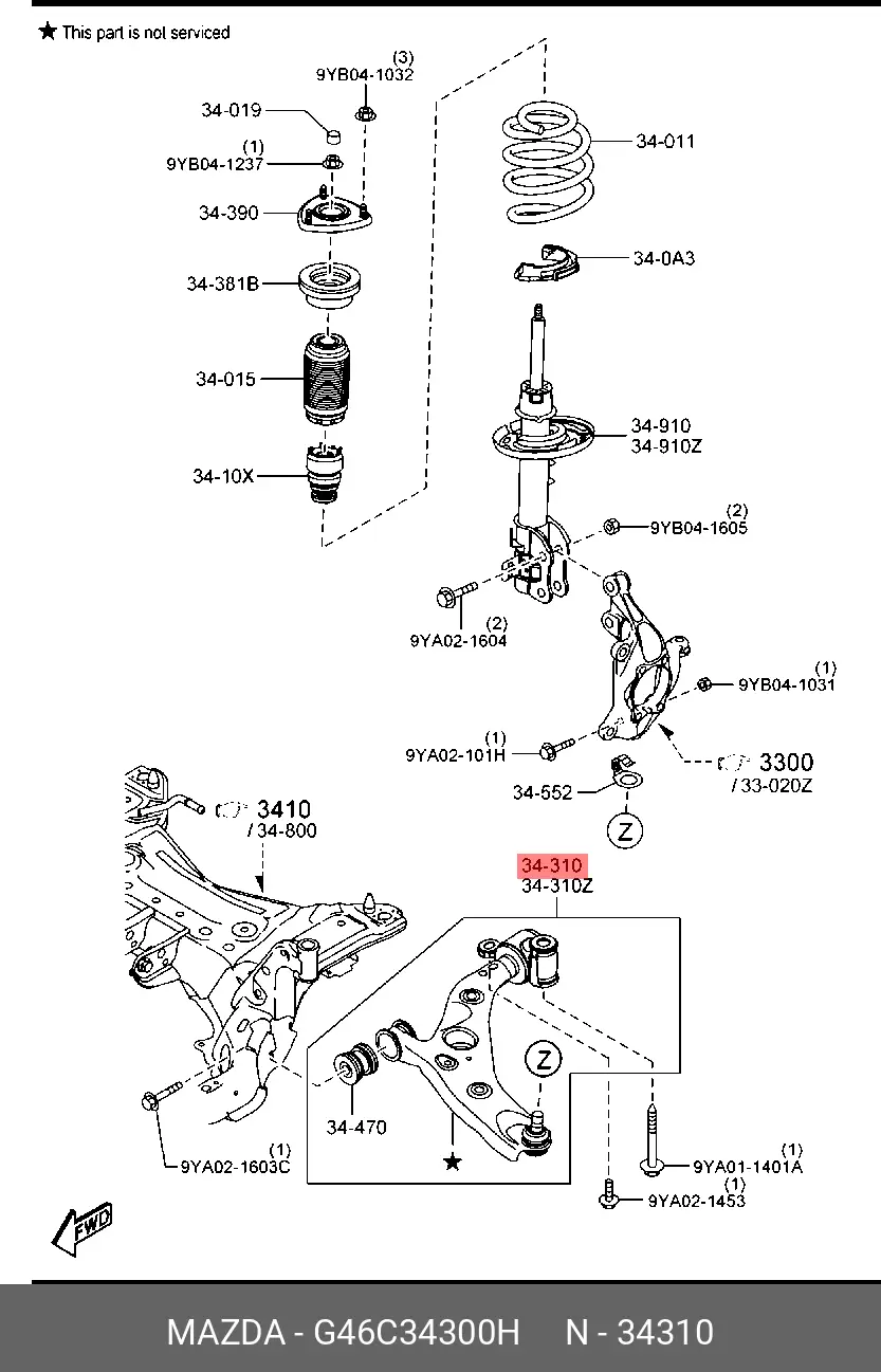 MAZDA G46C-34-300H ARM ASSY, SUSPENSION