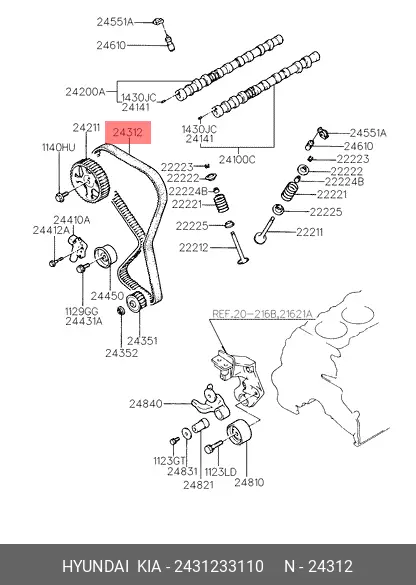 HYUNDAI 2431233110 TIMING BELT