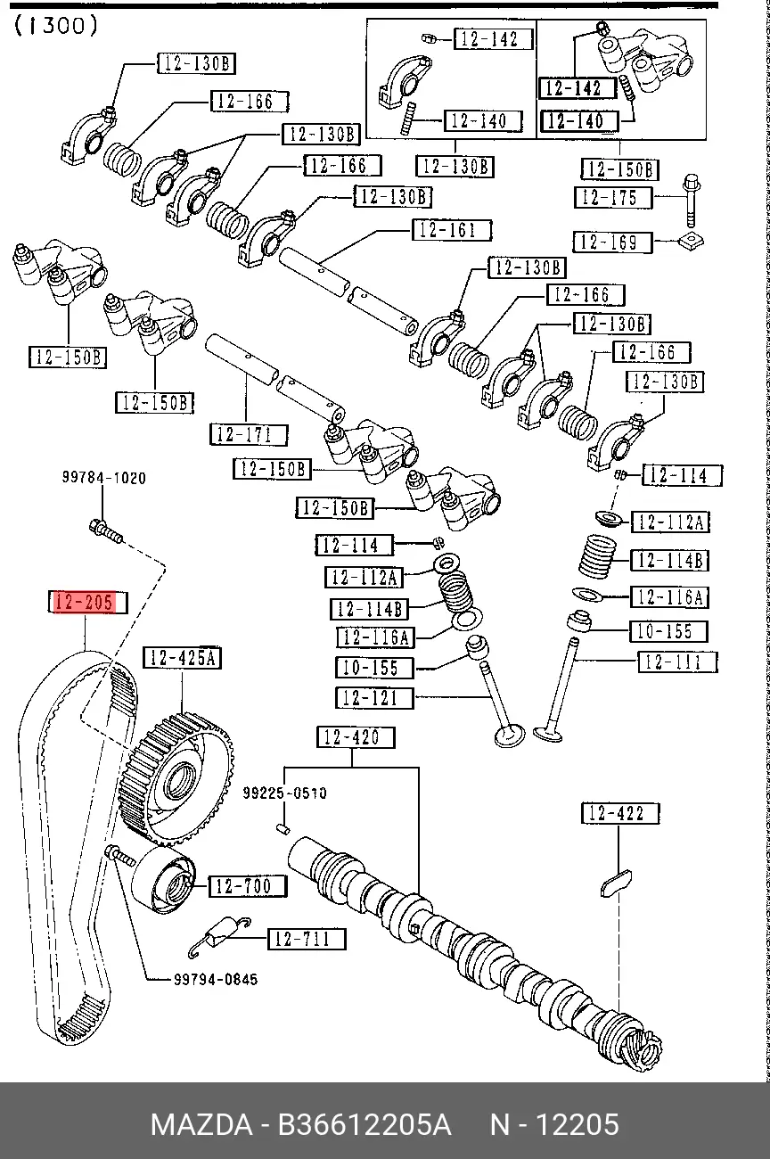 MAZDA B366-12-205A TIMING BELT