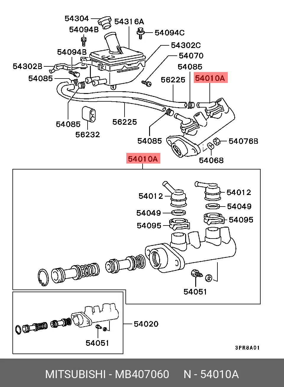 MITSUBISHI MB407060 BRAKE MASTER ASSY