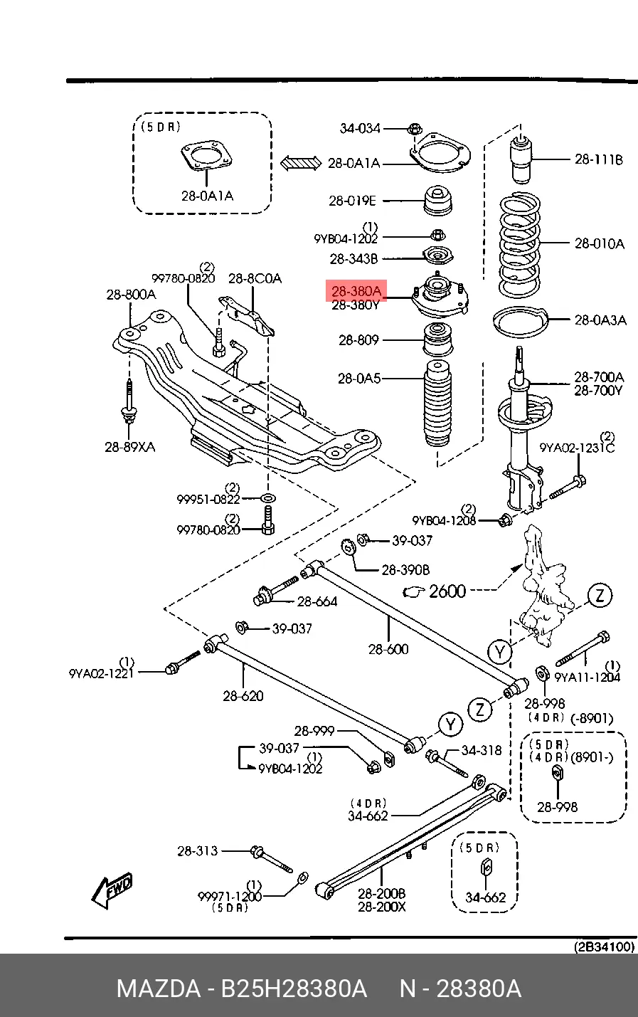MAZDA B25H-28-380A SHOCK ABSORBER MOUNTING