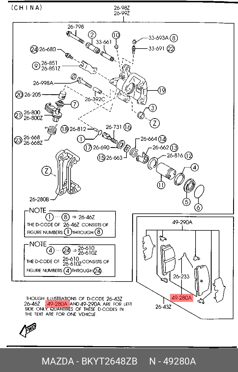 MAZDA BKYT-26-48ZB BRAKE PADS
