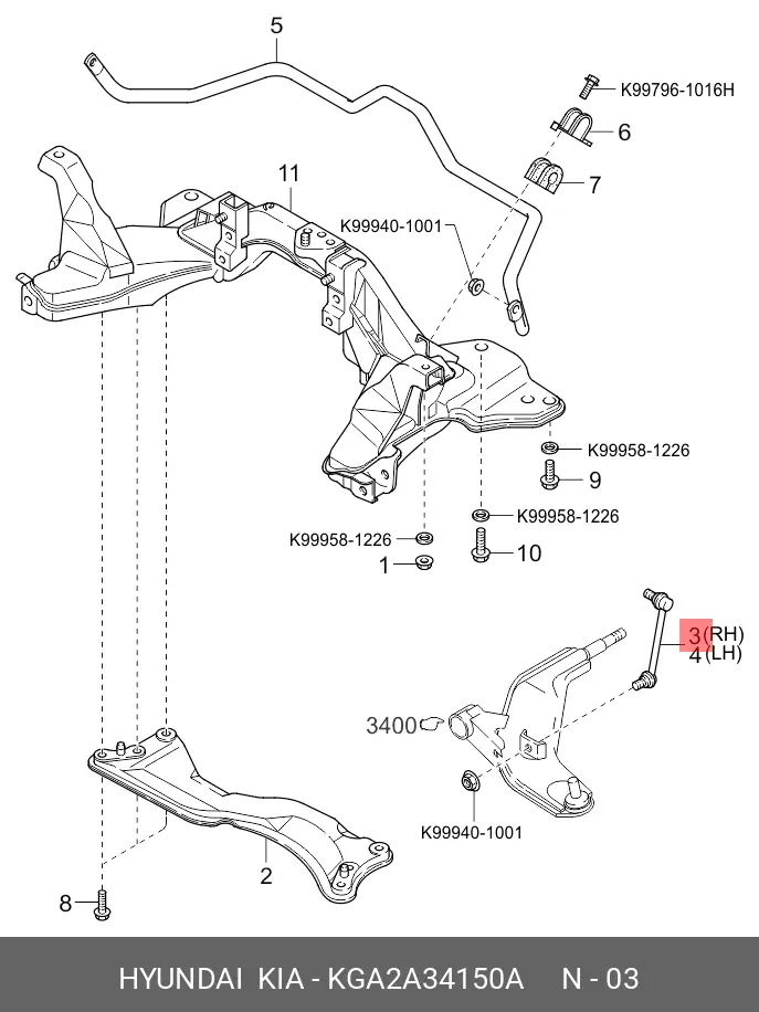 KIA KGA2A-34-150A STABILIZER LINK