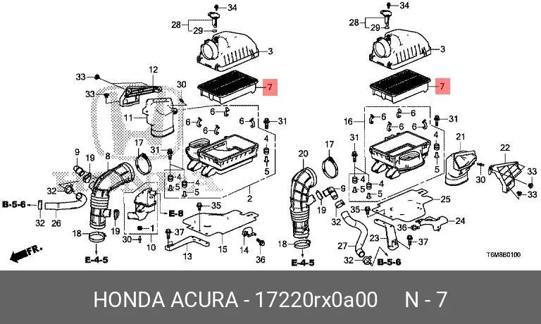HONDA 17220-RX0-A00 AIR FILTER