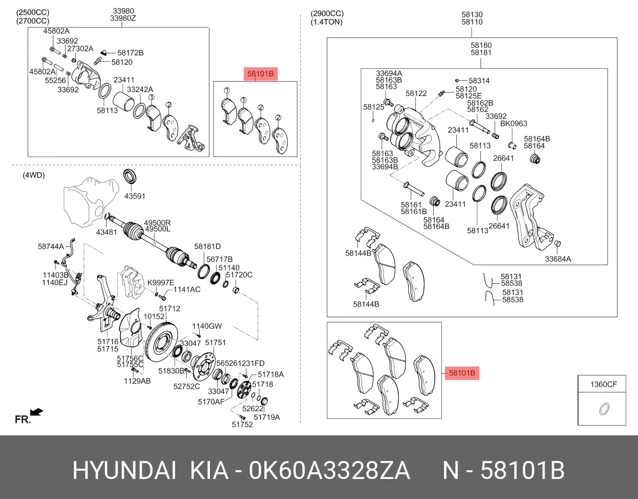 KIA 0K60A-33-28ZA BRAKE PADS