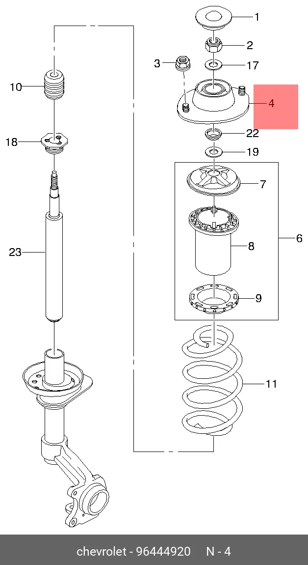 DAEWOO 96444920 SHOCK ABSORBER MOUNTING