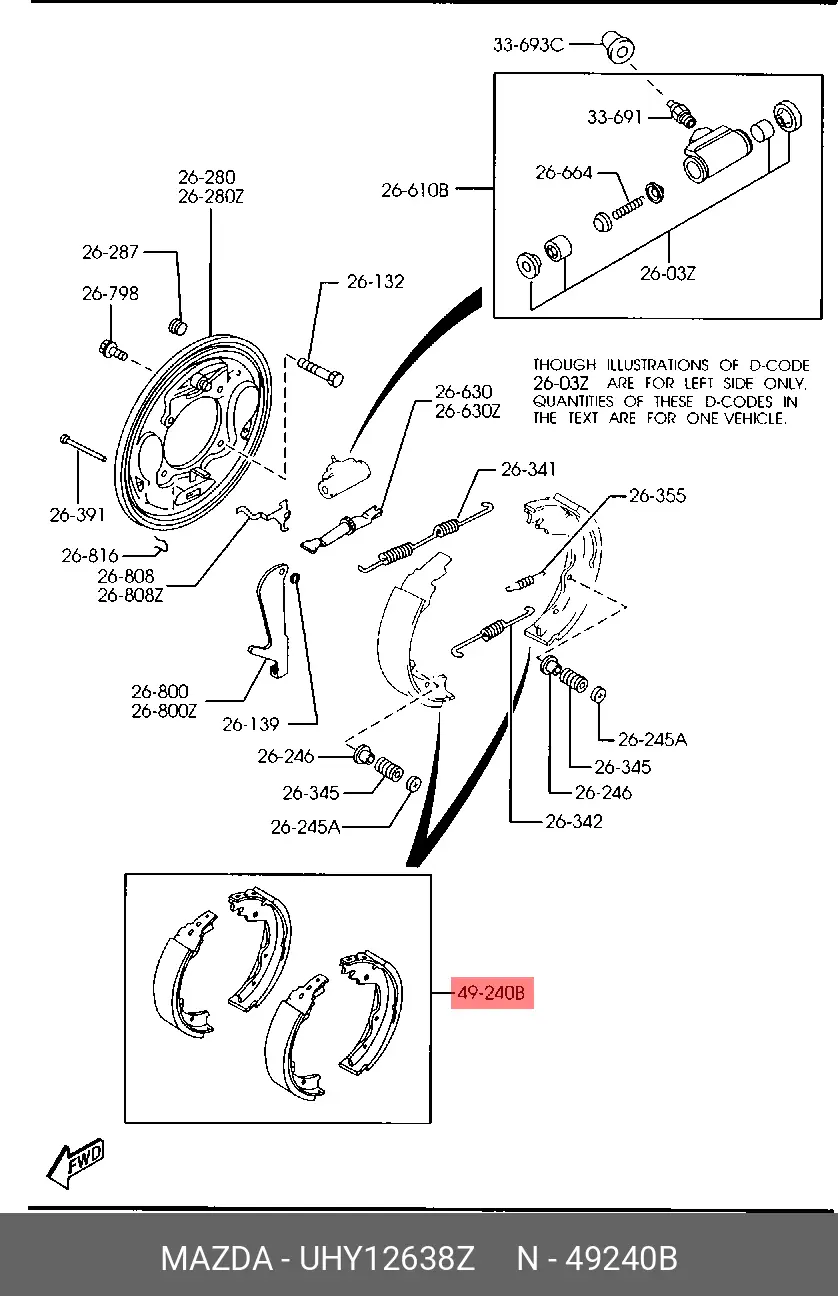 MAZDA UHY1-26-38Z BRAKE SHOE