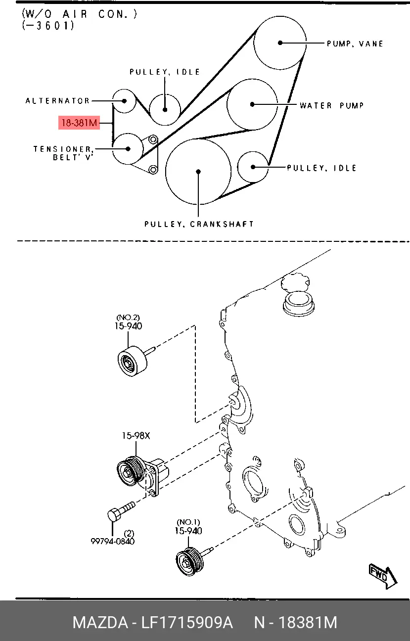MAZDA LF17-15-909A MULTIRIB BELT