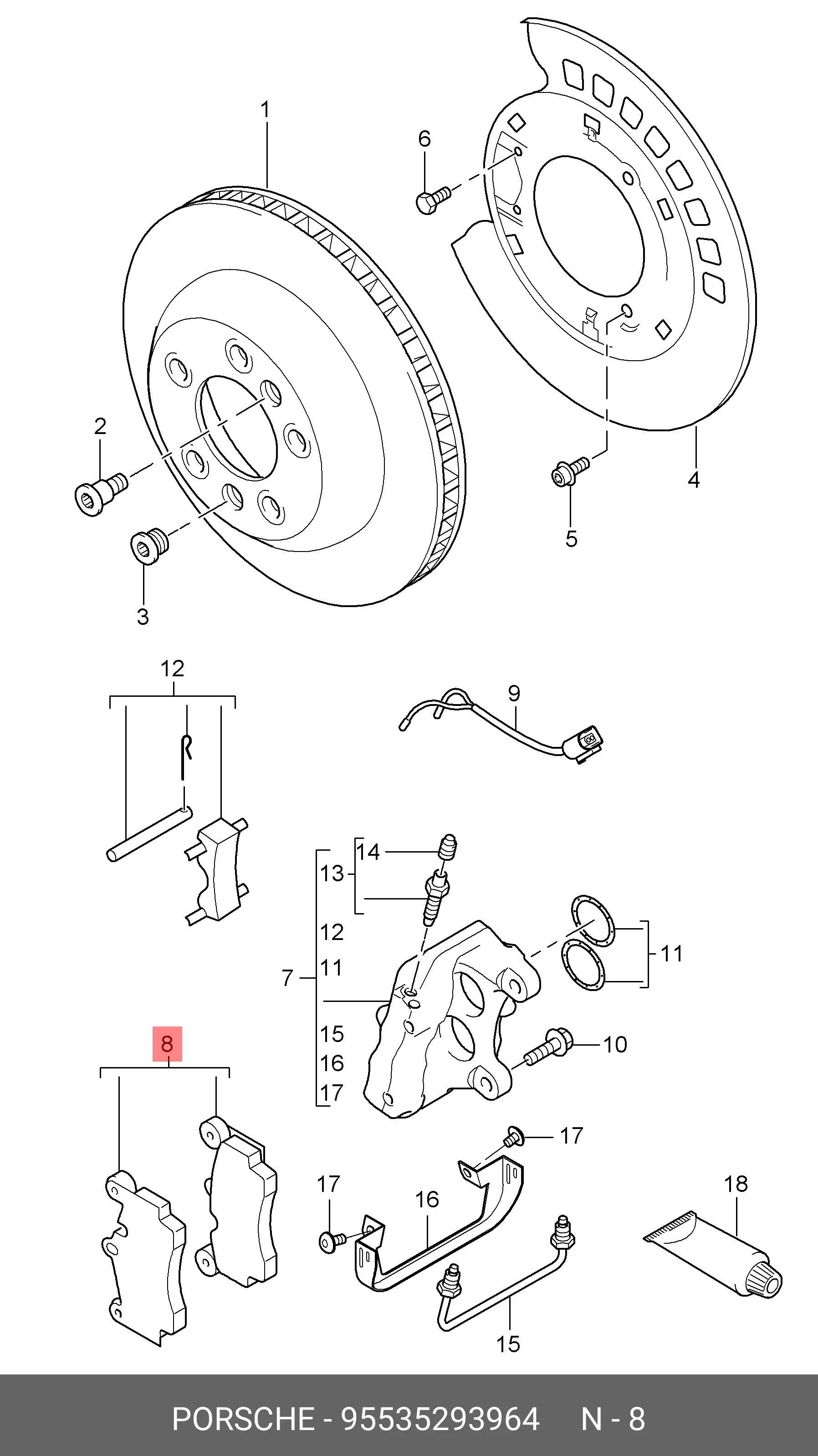 PORSCHE 955 352 939 64 BRAKE PADS
