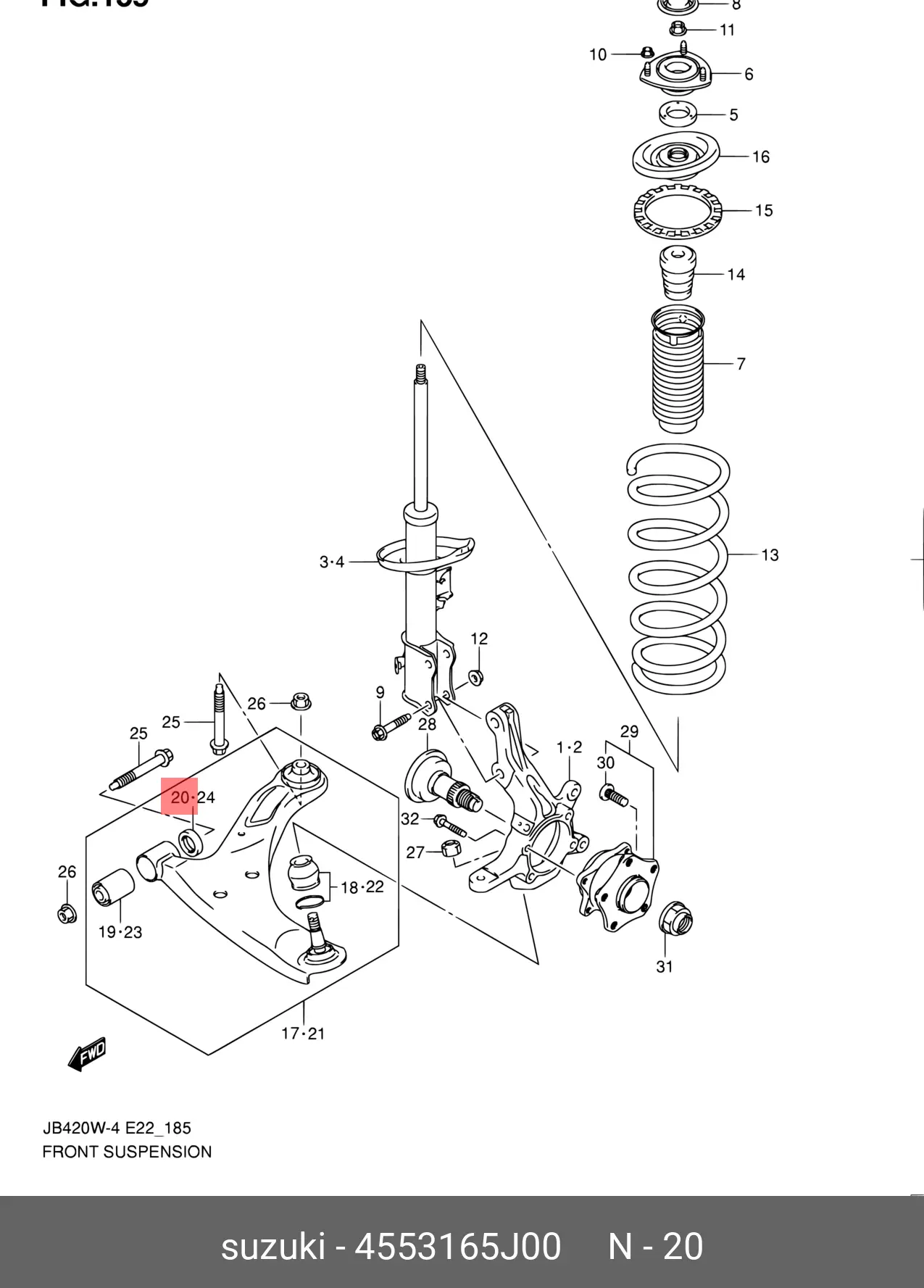 SUZUKI 4553165J00 BUSH, SUSPENSION