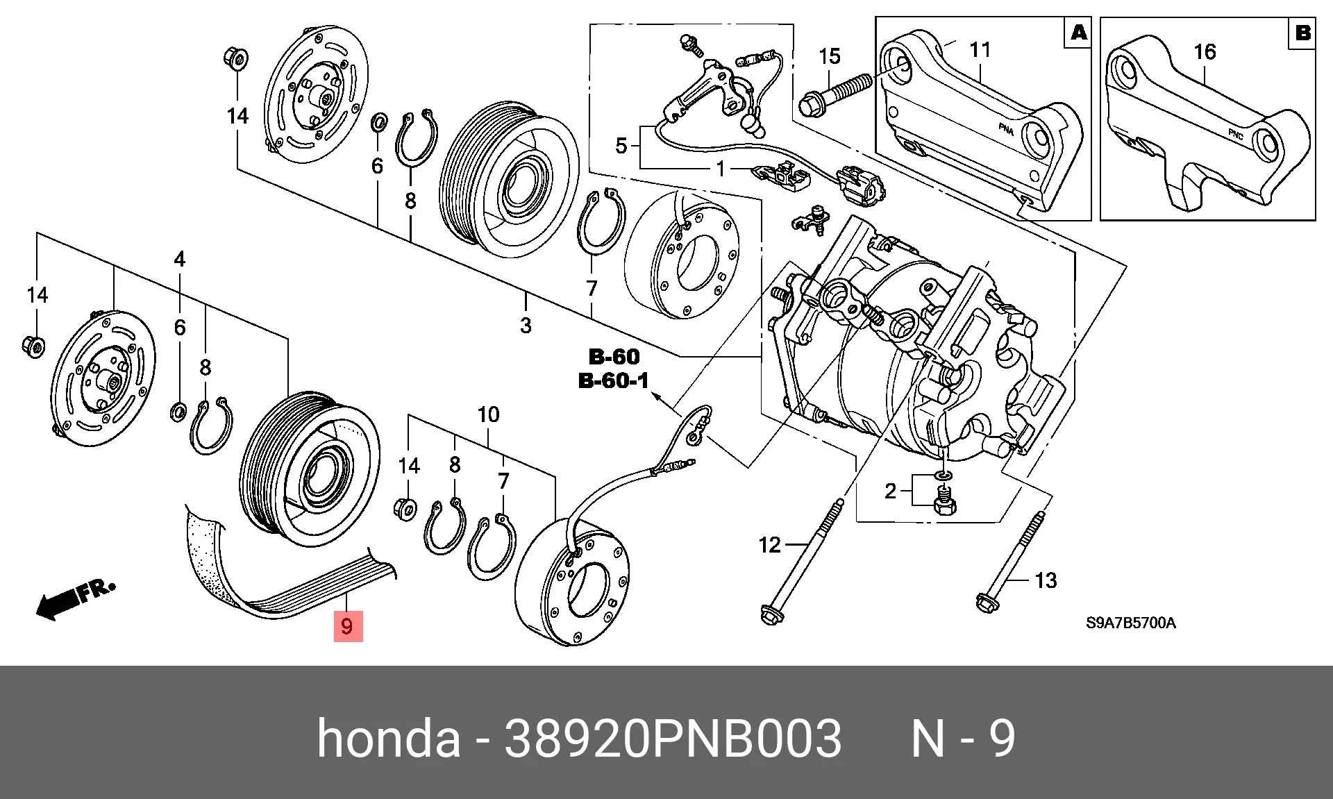 HONDA 38920-PNB-003 MULTIRIB BELT