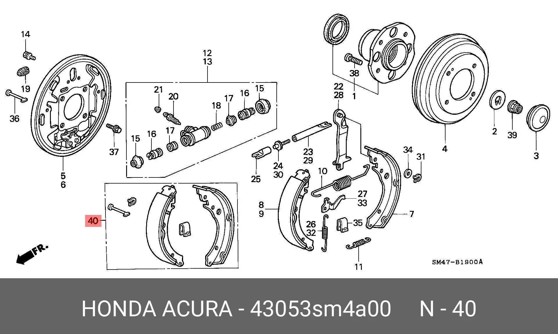 HONDA 43053-SM4-A00 BRAKE SHOE