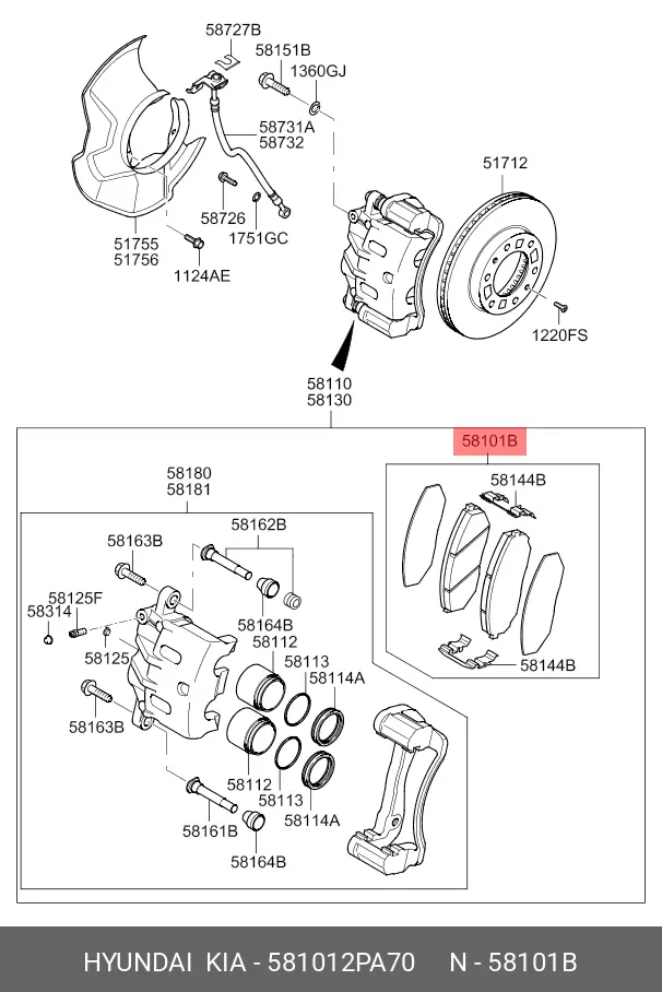 KIA 58101-2PA70 BRAKE PADS