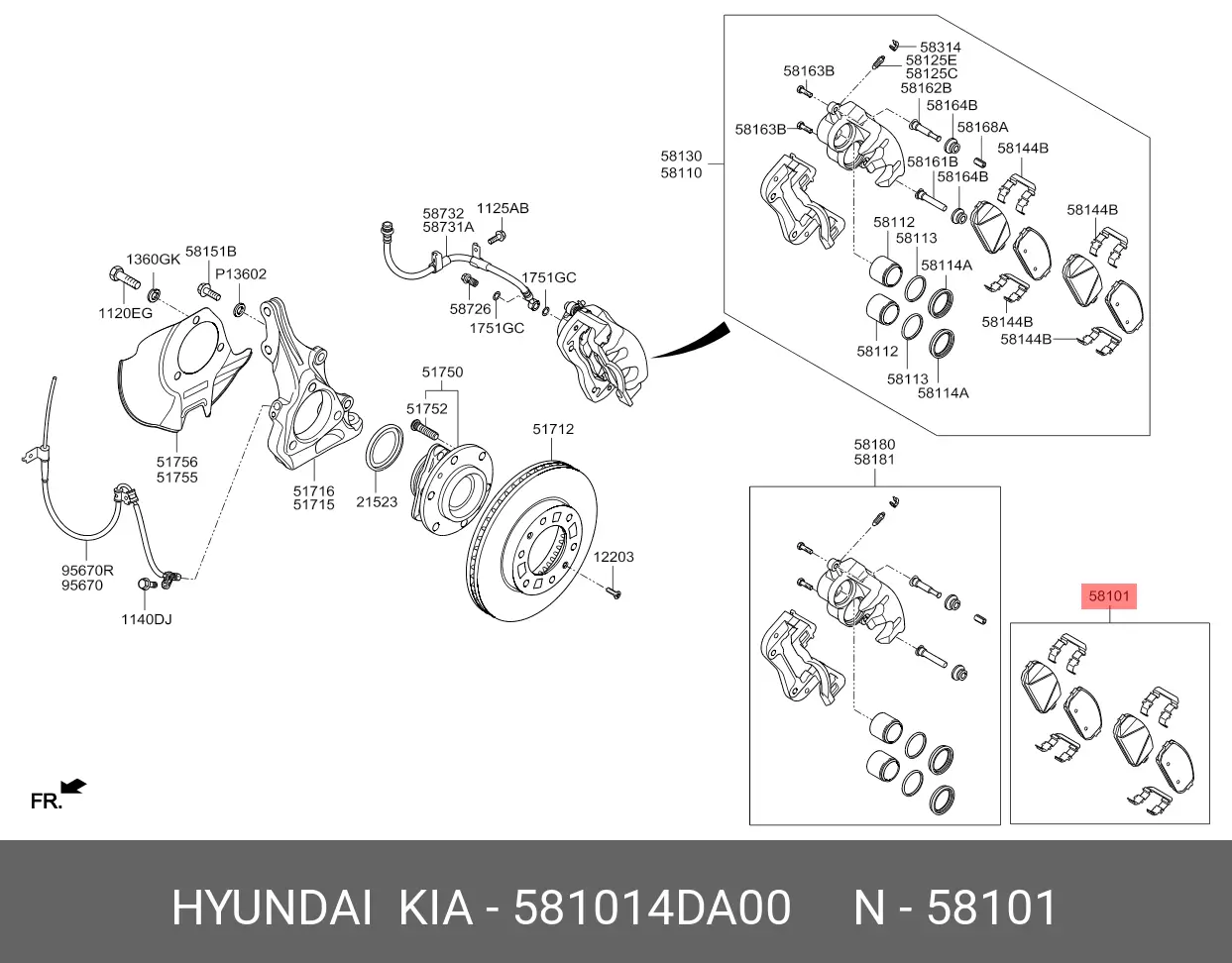 HYUNDAI 58101-4DA00 BRAKE PADS