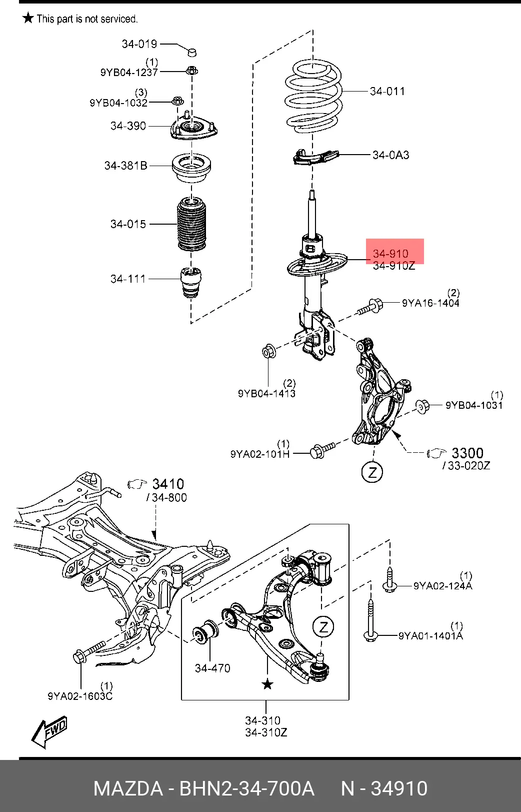 MAZDA BHN234700A STRUT ASS~Y
