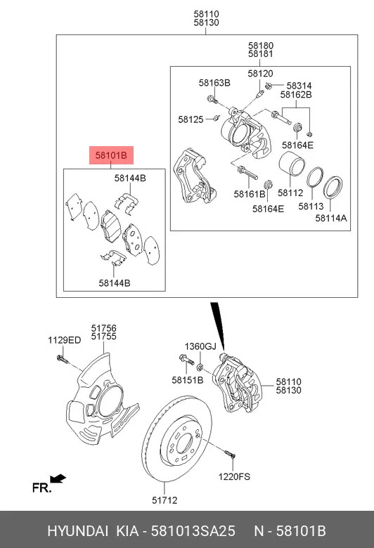 KIA 58101-3SA25 BRAKE PADS