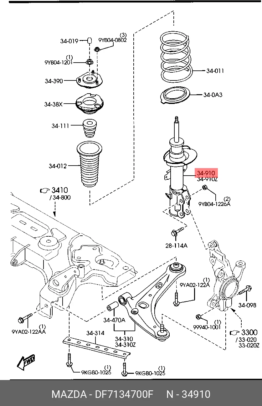 MAZDA DF7134700F STRUT ASS~Y
