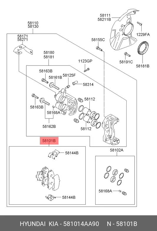 HYUNDAI 58101-4AA90 BRAKE PADS