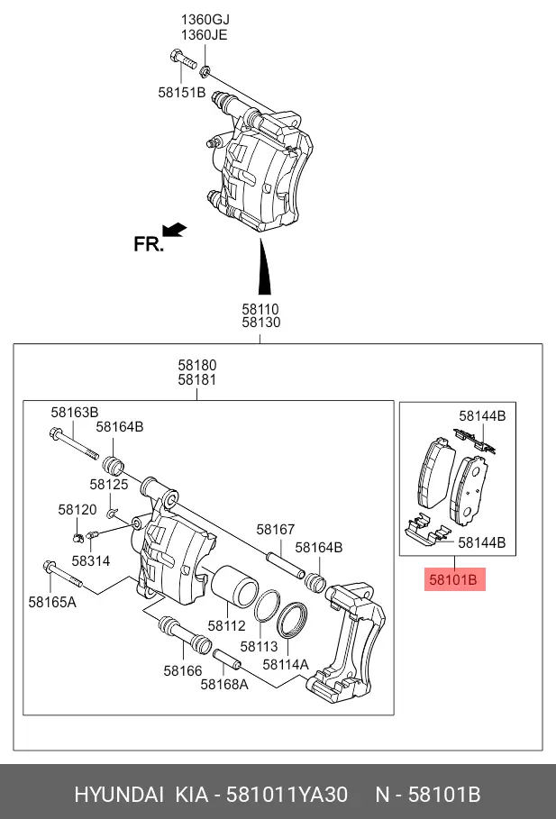 KIA 58101-1YA30 BRAKE PADS