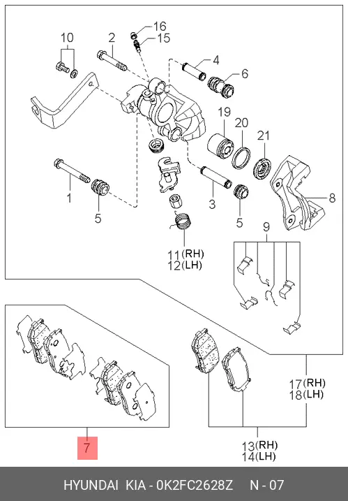 KIA 0K2FC-26-28Z BRAKE PADS