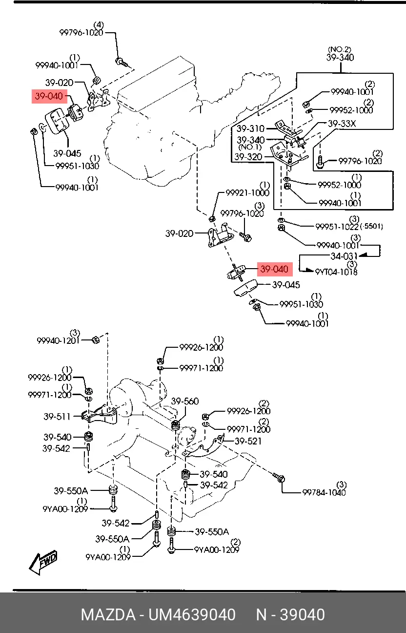 MAZDA UM4639040 ENGINE MOUNTING