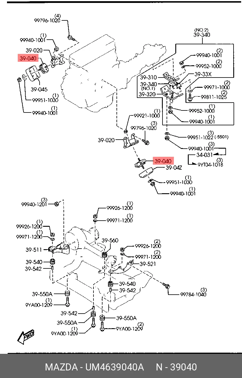 MAZDA UM46-39-040A ENGINE MOUNTING