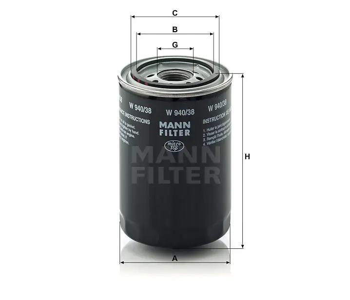 MANN-FILTER W94038 OIL FILTER (SPIN-ON)