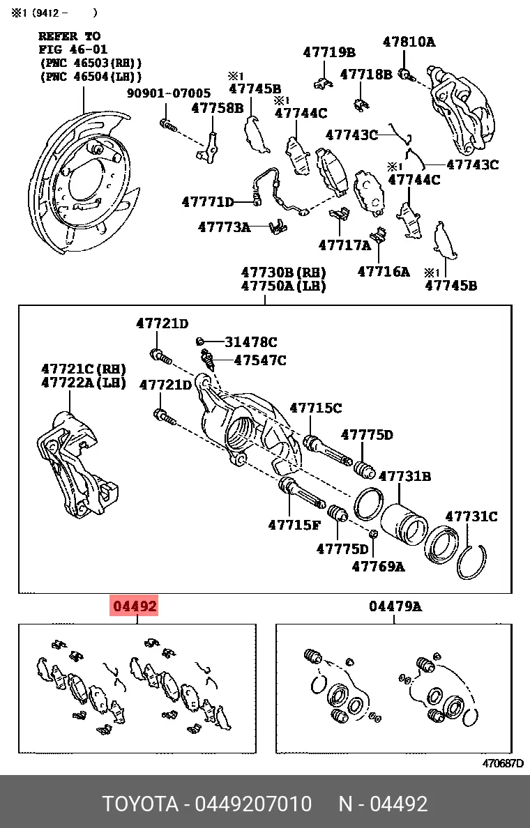 TOYOTA 04492-07010 BRAKE PADS