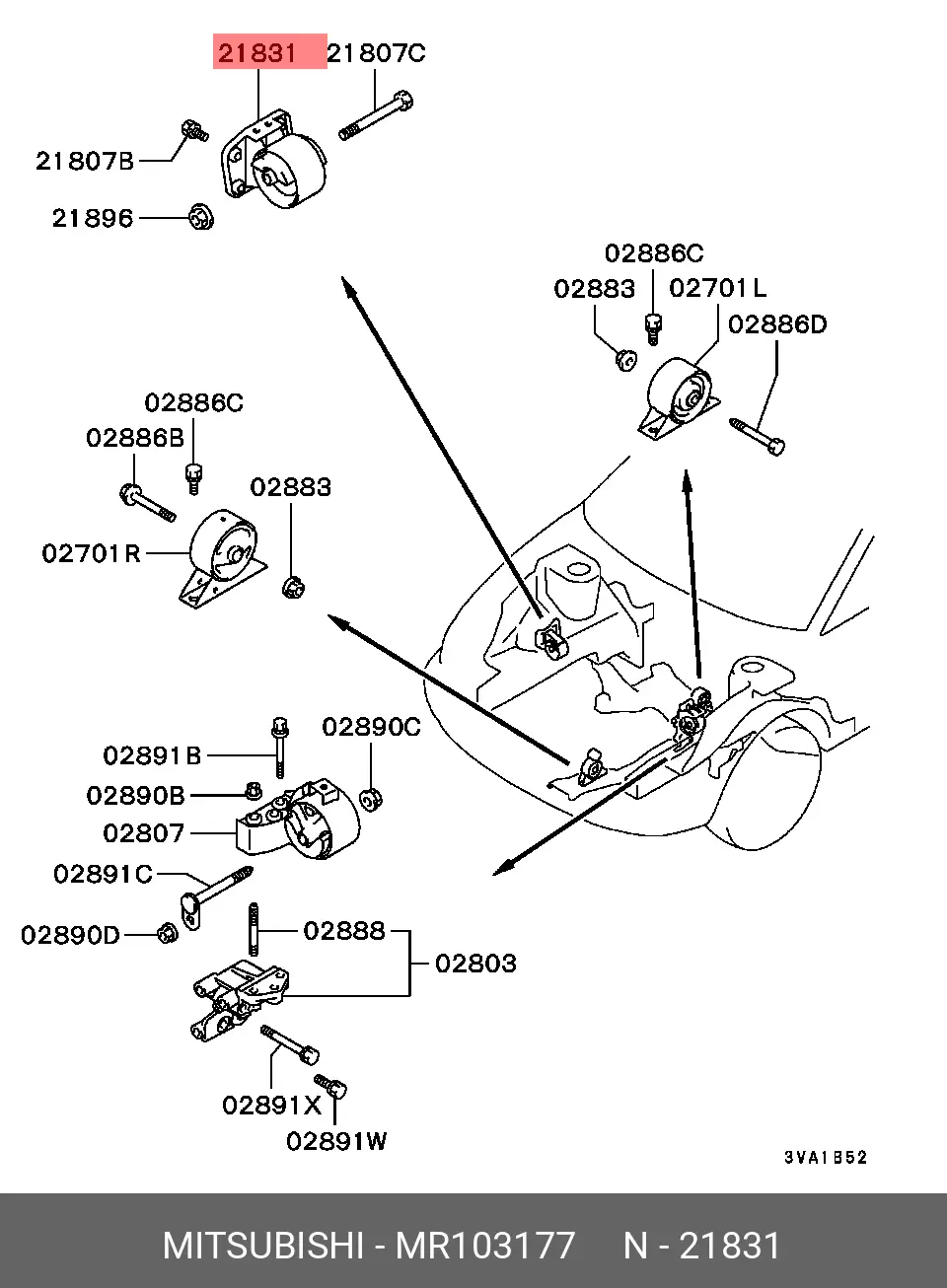 FUSO MR103177 INSULATOR ENGINE MOUNTING