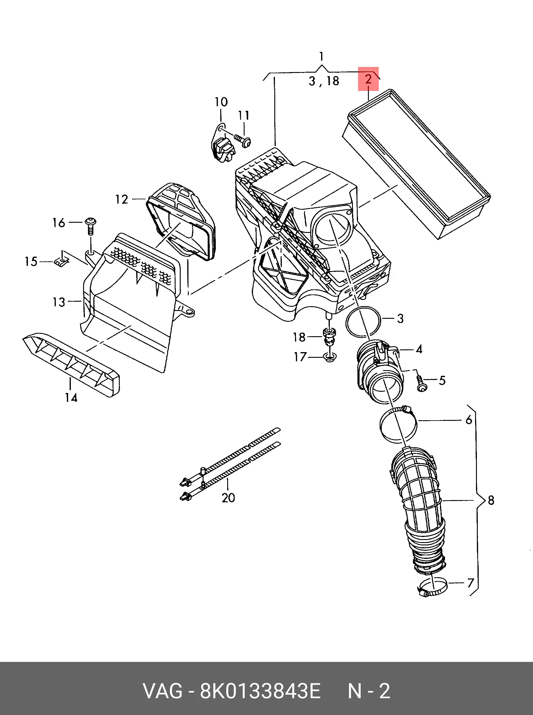VAG 8K0 133 843 E AIR FILTER