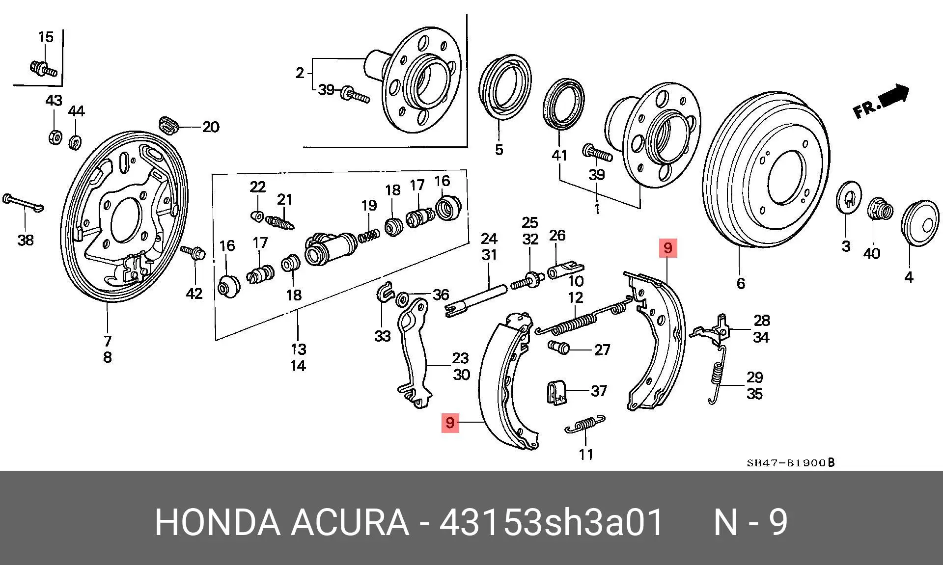 HONDA 43153-SH3-A01 BRAKE SHOE