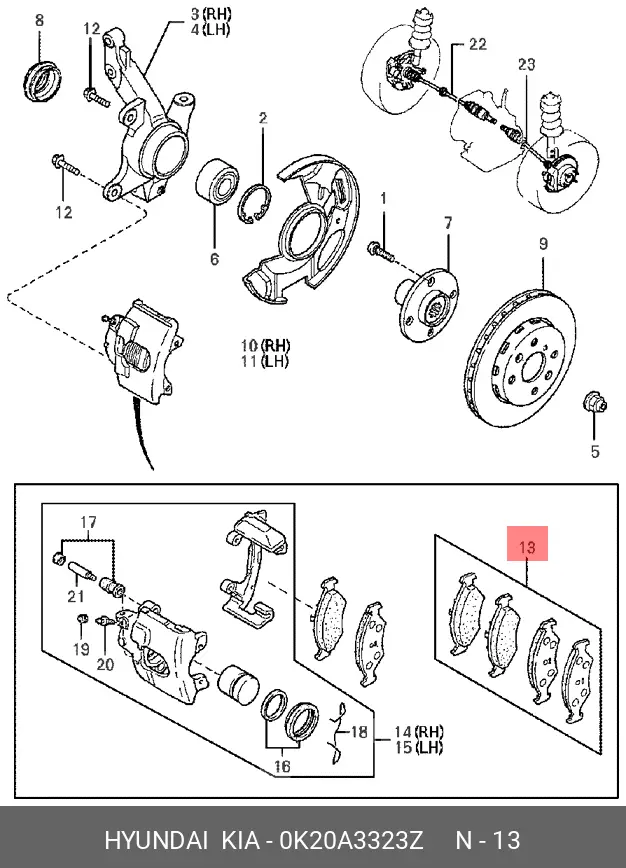 KIA 0K20A-33-23Z BRAKE PADS