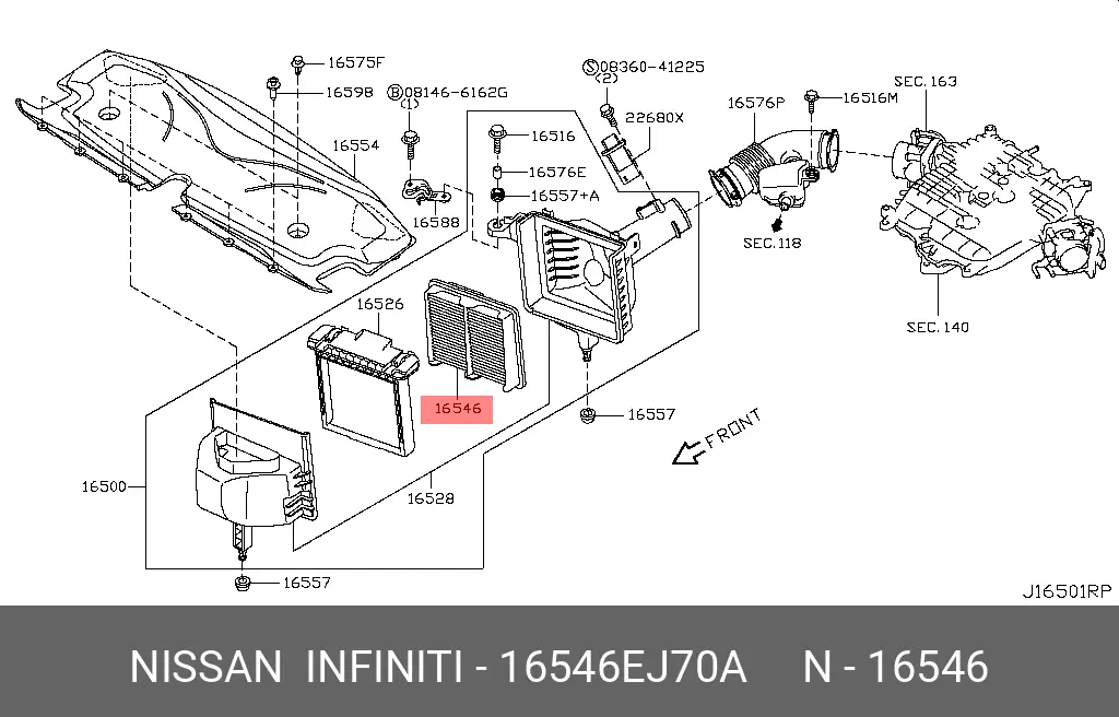 NISSAN 16546-EJ70A AIR FILTER