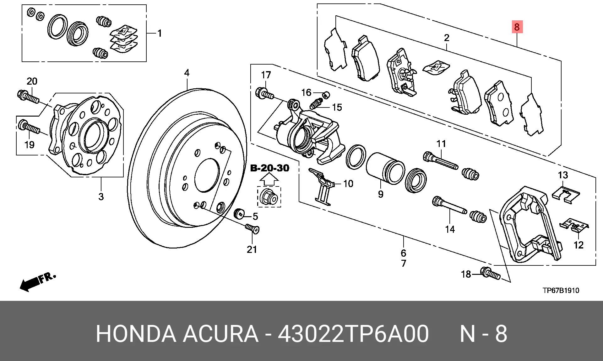 HONDA 43022-TP6-A00 BRAKE PADS