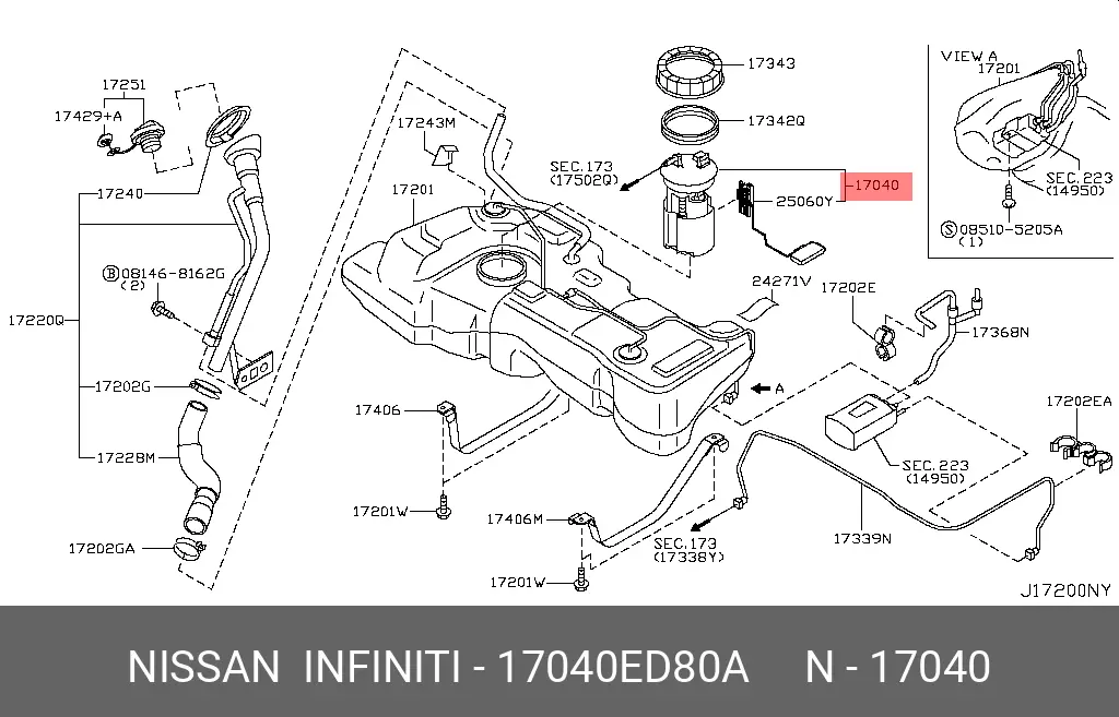 NISSAN 17040-ED80A FUEL FILTER (IN-TANK)