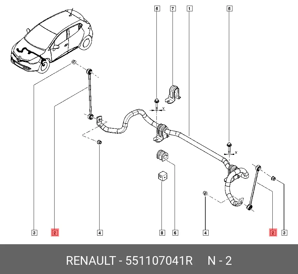 RENAULT 55 11 070 41R STABILIZER LINK