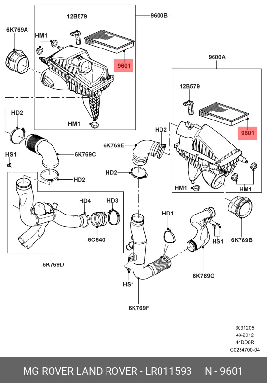 LAND ROVER LR 011593 AIR FILTER