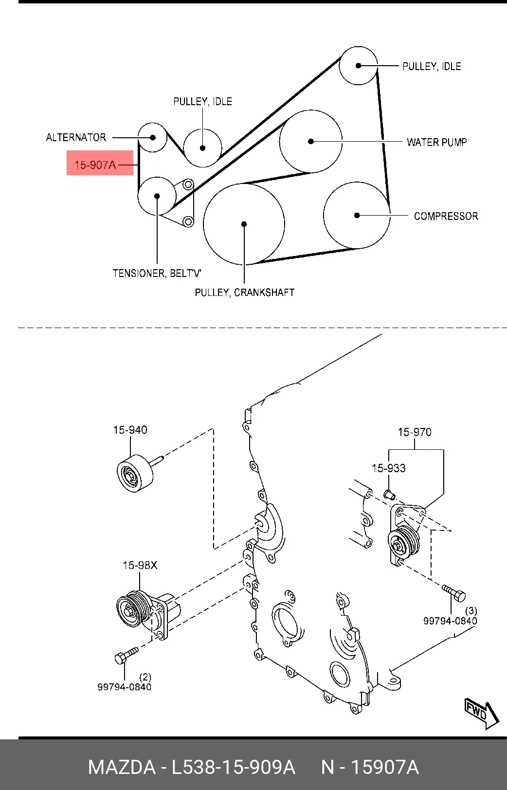 MAZDA L538-15-909A MULTIRIB BELT