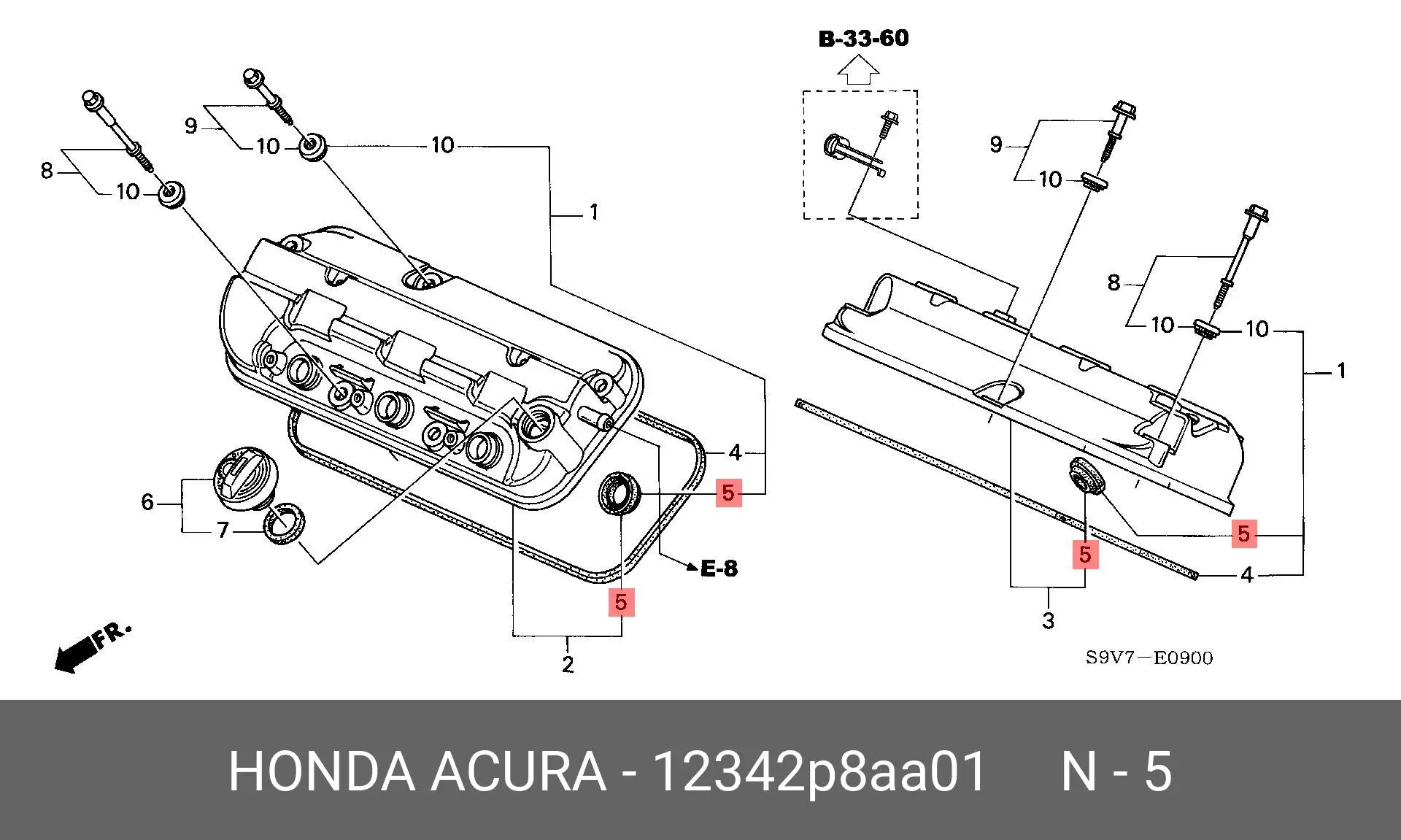 HONDA 12342-P8A-A01 SPARK PLUG GUIDE