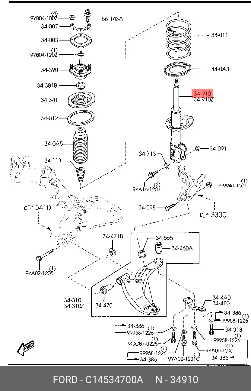 MAZDA C14534700A STRUT ASS~Y