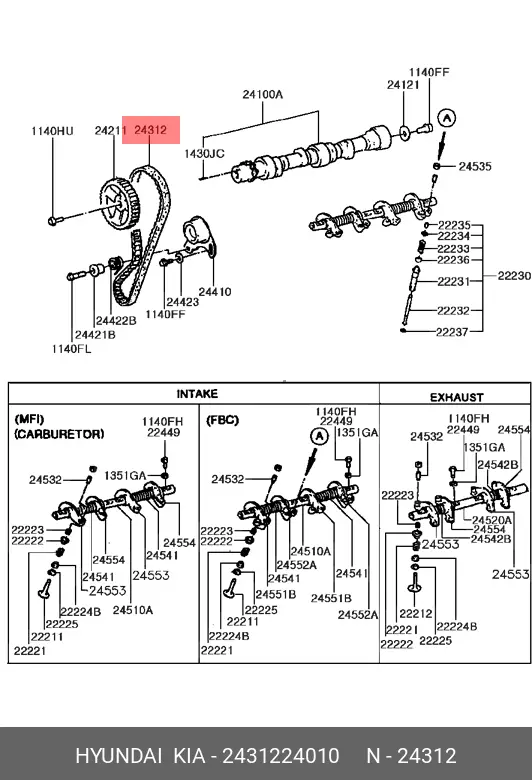 HYUNDAI 2431224010 TIMING BELT