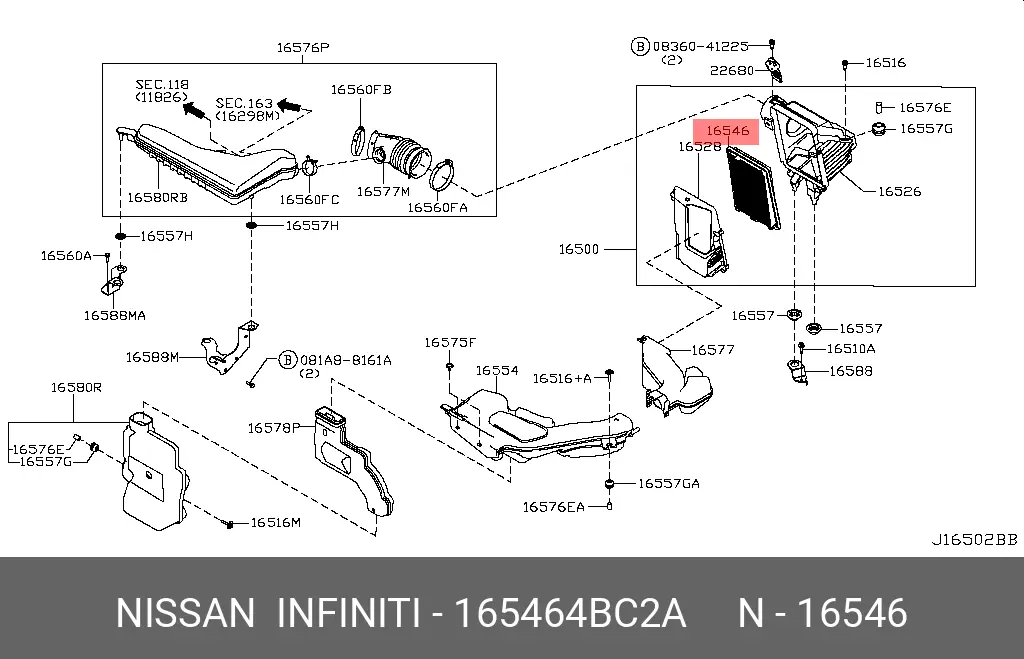 NISSAN 16546-4BC2A AIR FILTER